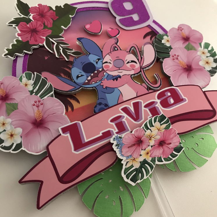 Toppers STITCH ANGEL 3D personnalisé