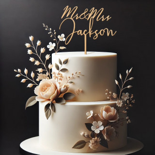 Toppers Bois Mr & Mrs NOM  mariage  Personnalisé
