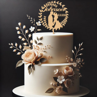 Toppers Bois Nom et date  mariage LOVE SWEET Personnalisé