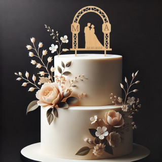 Toppers Bois Arche Initiales et date  mariage LOVE  Personnalisé