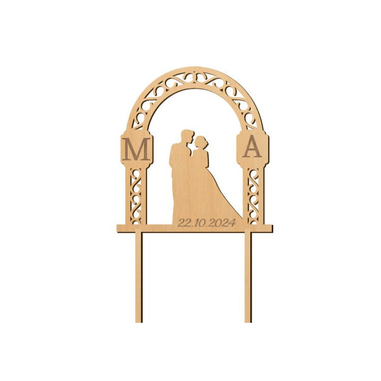 Toppers Bois Arche Initiales et date  mariage LOVE  Personnalisé