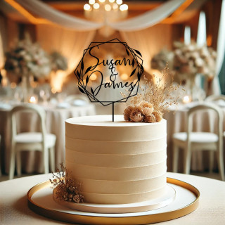 Toppers acrylique noir  Prénom mariage Bohème Personnalisé