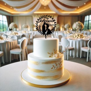 Toppers acrylique noir  Nom  et date  LOVE SWEET Personnalisé