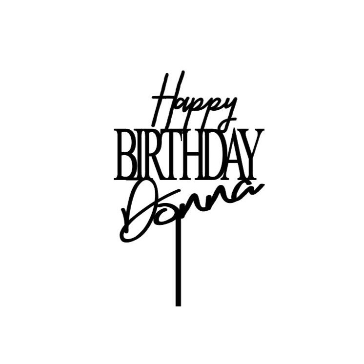 Toppers acrylique noir  Prénom HAPPY BIRTHDAY Personnalisé