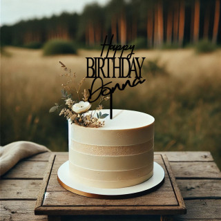 Toppers acrylique noir  Prénom HAPPY BIRTHDAY Personnalisé